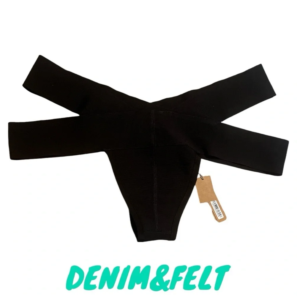 SKIMS KNIT SWIM STRAPPY BIKINI BOTTOM | COLOR: ONYX | NEW/NWT!!☀️🌊👙☀️